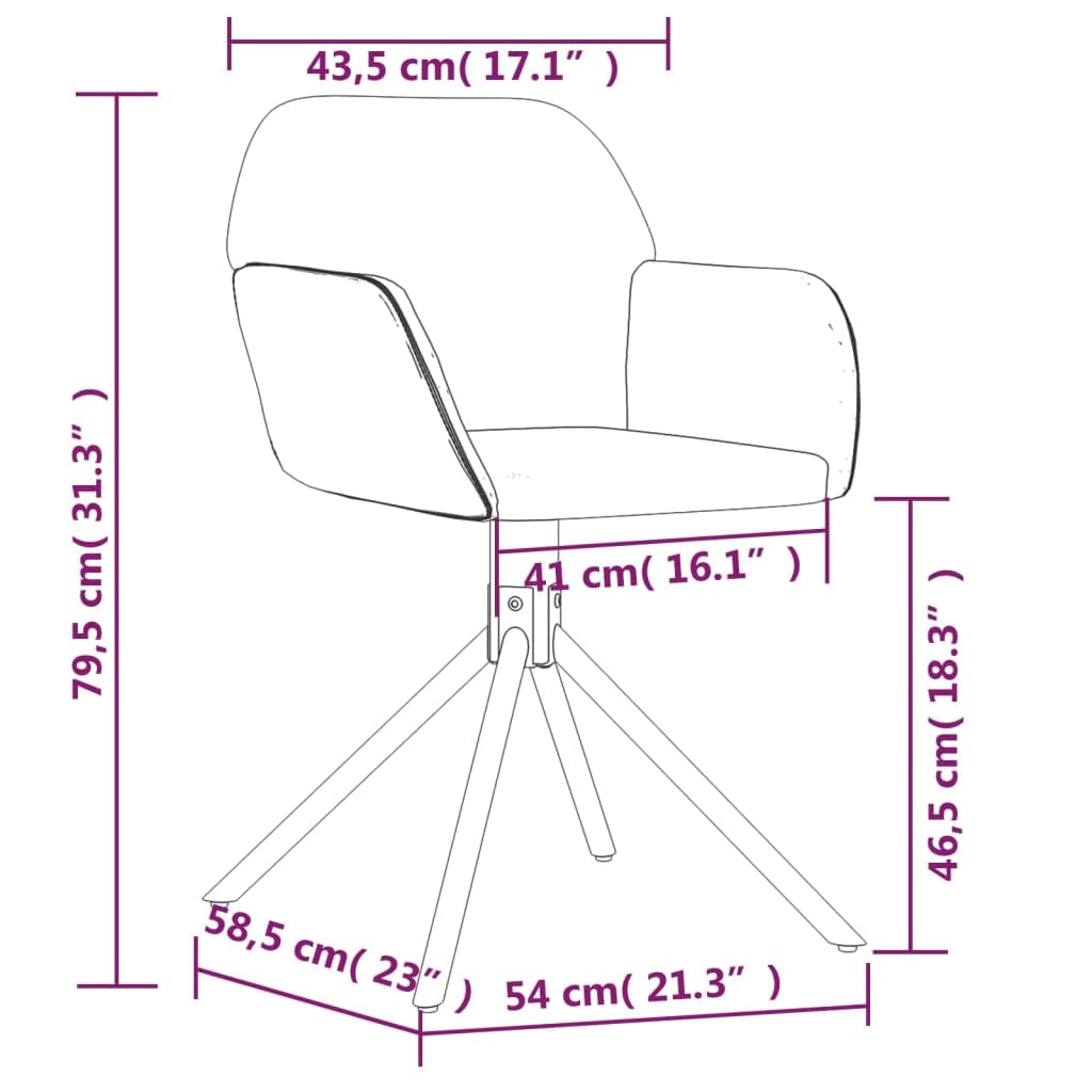 Krzesła do jadalni 2 szt. obrotowe różowe aksamit z metalowym stelażem i ergonomicznym oparciem, tapicerowane siedzisko, podłokietniki, 54 x 58,5 x 79,5 cm