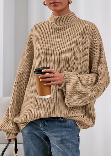 PRETTYGARDEN Fall Oversized Sweaters for Women 2025 Chunky Knit Long Sleeve Turtle Neck Pullover Tops Cozy Winter Clothing3