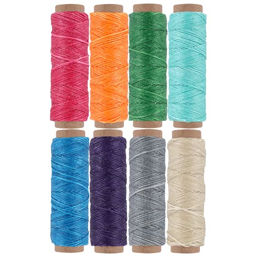 JANYUN 150D Waxed Leather Sewing Thread 264 Yards 8 Colors Cord for Craft