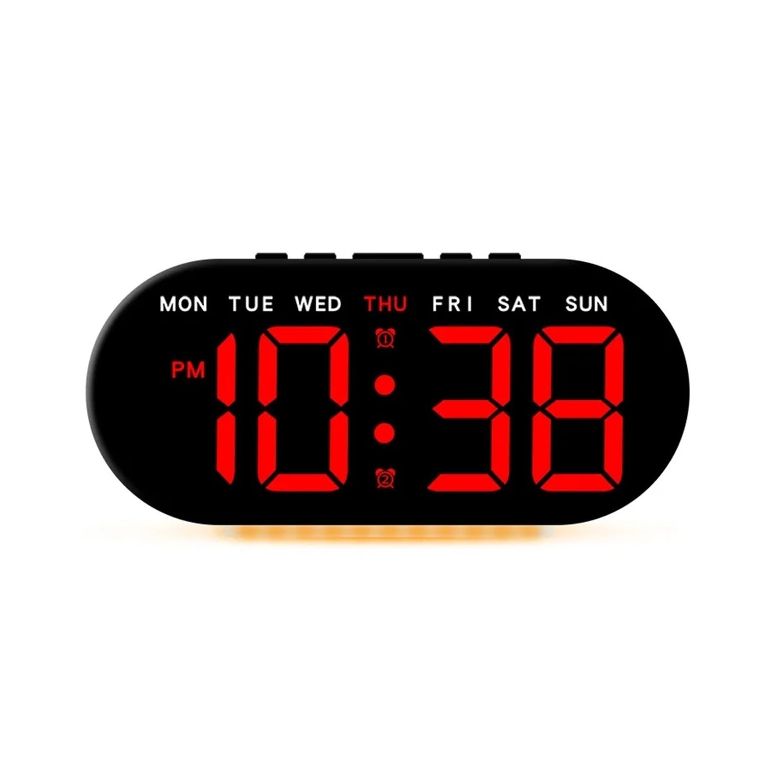 POAHNCU Alarm Clock, Digital Alarm Clocks for Bedrooms,Atmosphere Light Desk Clock with Dual Alarms Temperature Date Week Display Led,for Heavy Sleeper(Black Shell-Red)