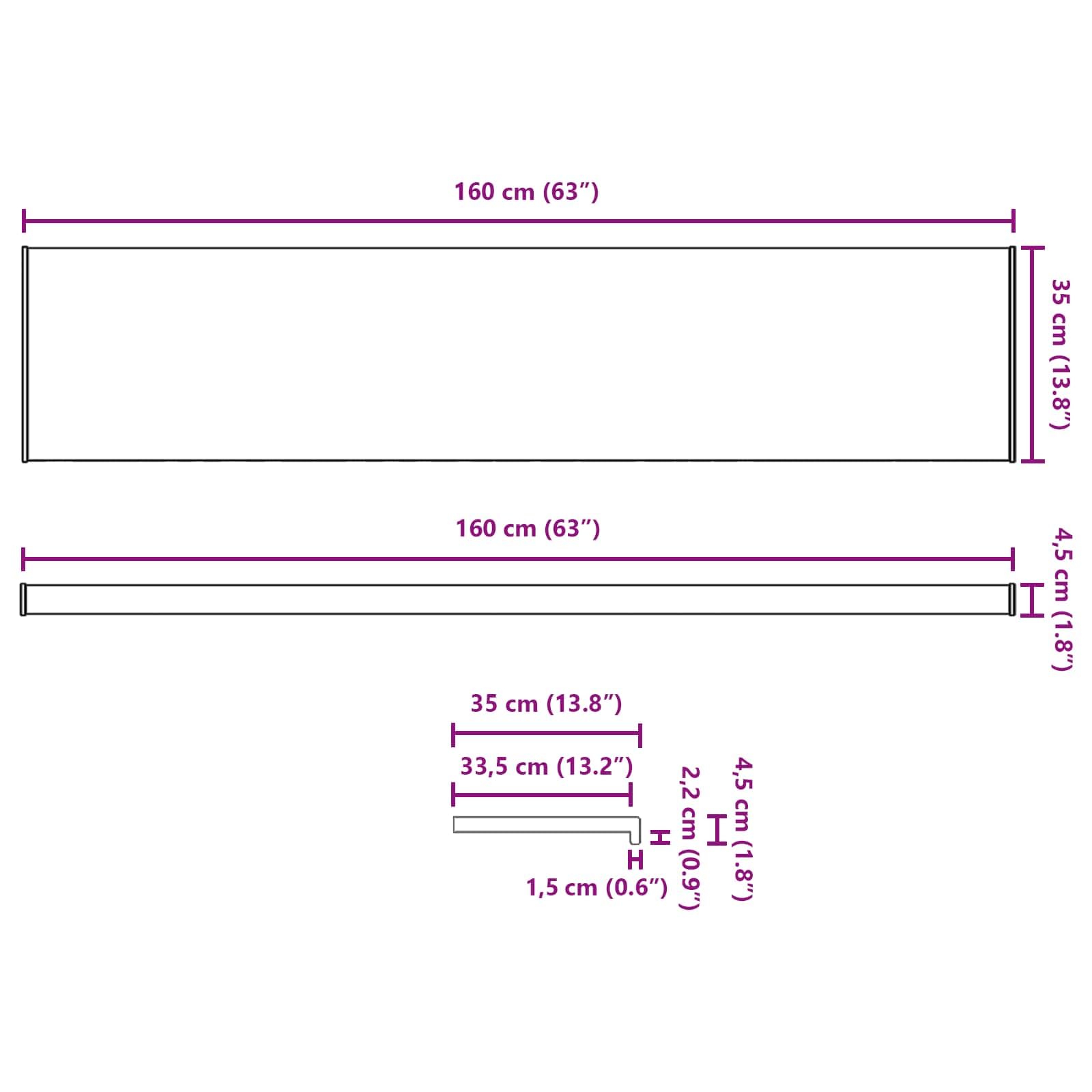 vidaXL Parapet okienny Biały 160 x 35 x 4,5 cm PVC