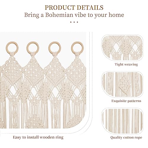 Boho Large Macrame Window Curtain Wide Room Divider Doorway Curtain 79 x 47 Inches Long Macrame Wall Hanging Backdrop for Bohemian Home Wedding Party Decor, Gypsophila - 1 Panel XL - Image 7