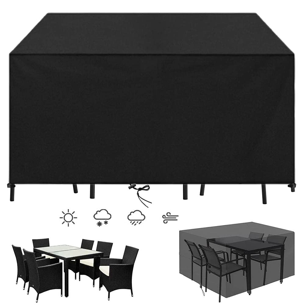 Copertura Mobili da Giardino,Copertura Tavolo e Sedie de Divano Esterno Impermeabile, Antipolvere ,Anti-UV,Resistente allo Strappo 420D Oxford Telo Copritavolo Rattan Cubo-Nero_160x60x95cm