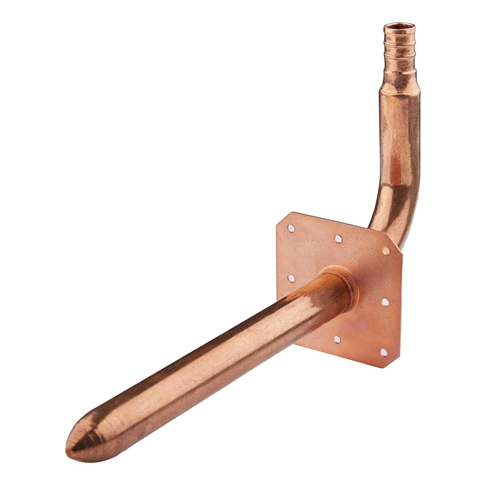 Codo de cobre de crimpado PEX de 1,27 cm con brida de pared, 10 unidades de codo de 6 pulgadas de longitud, ASTM F1807