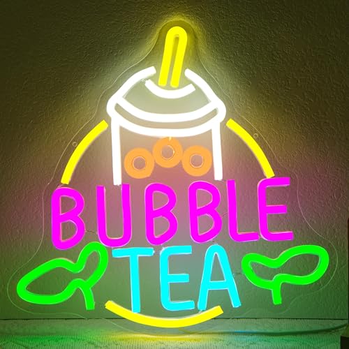 Image of Bubble Tea Neon Sign Boba Neon Light Sign Dimmable Milk Tea LED Signs for Room Beverage Coffee Shop Bubble Boba Tea Party Wall Decor Light Up Sign Gifts