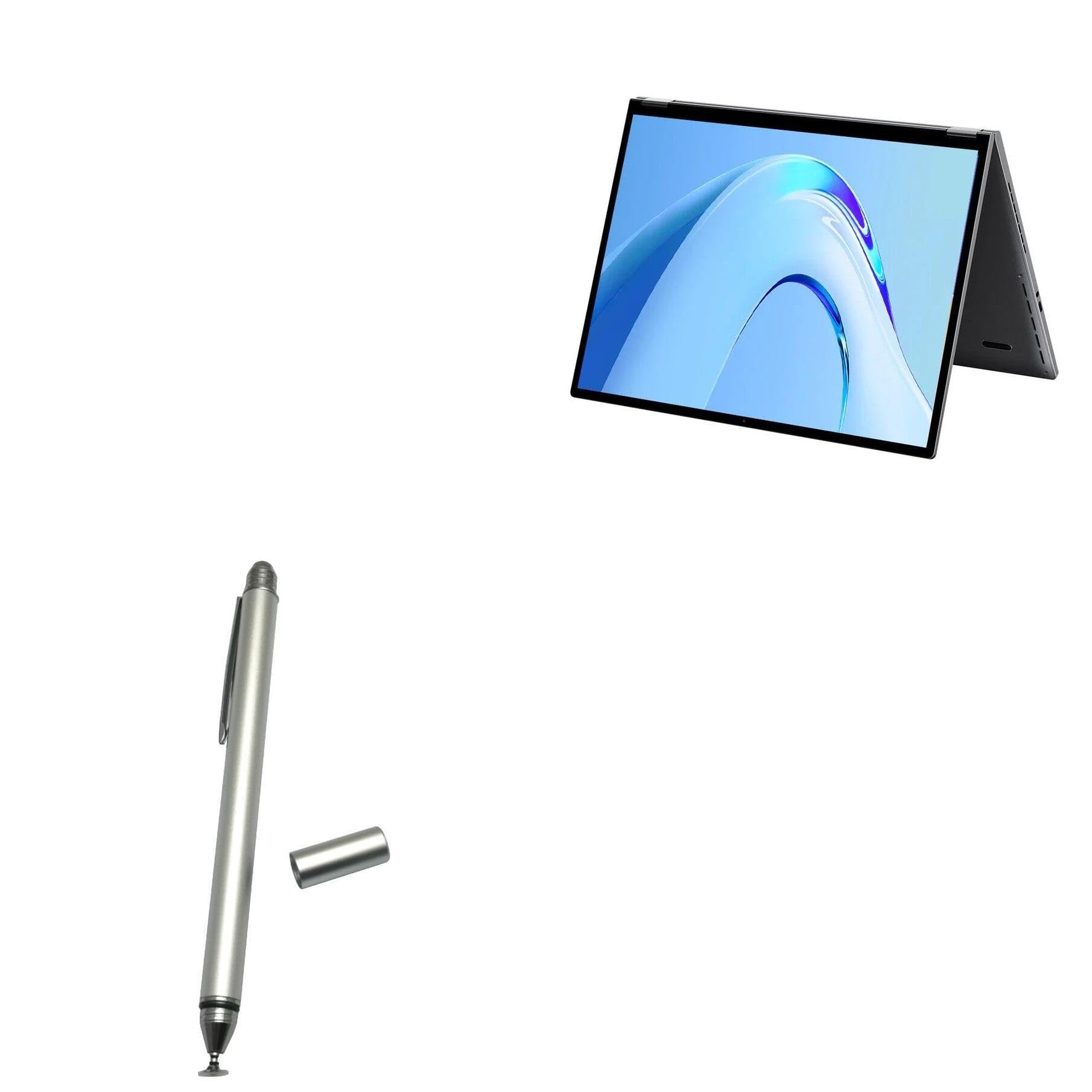BoxWave Stylus Pen Compatible with Chuwi FreeBook 2-in-1 Touchscreen Laptop (13.5 in) - DualTip Capacitive Stylus, Fiber Tip Disc Tip Capacitive Stylus Pen - Metallic Silver
