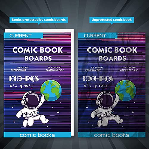 Image of YSCare 200 Comic Book Boards, Current Size Comic Book Boards, Acid-Free Backing Board,Thick and Durable Books Board for Regular Comics Archival (White)