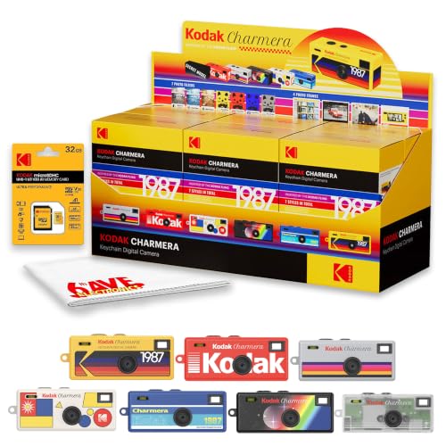 Kodak Charmera Keychain Digital Camera 6-Pack Blind Box Mini Retro Camera for Gifts Collectibles Parties and Lo-Fi Photos (RK0602) + 32GB Memory Card + Micro Fiber Cloth (13pc Bundle)