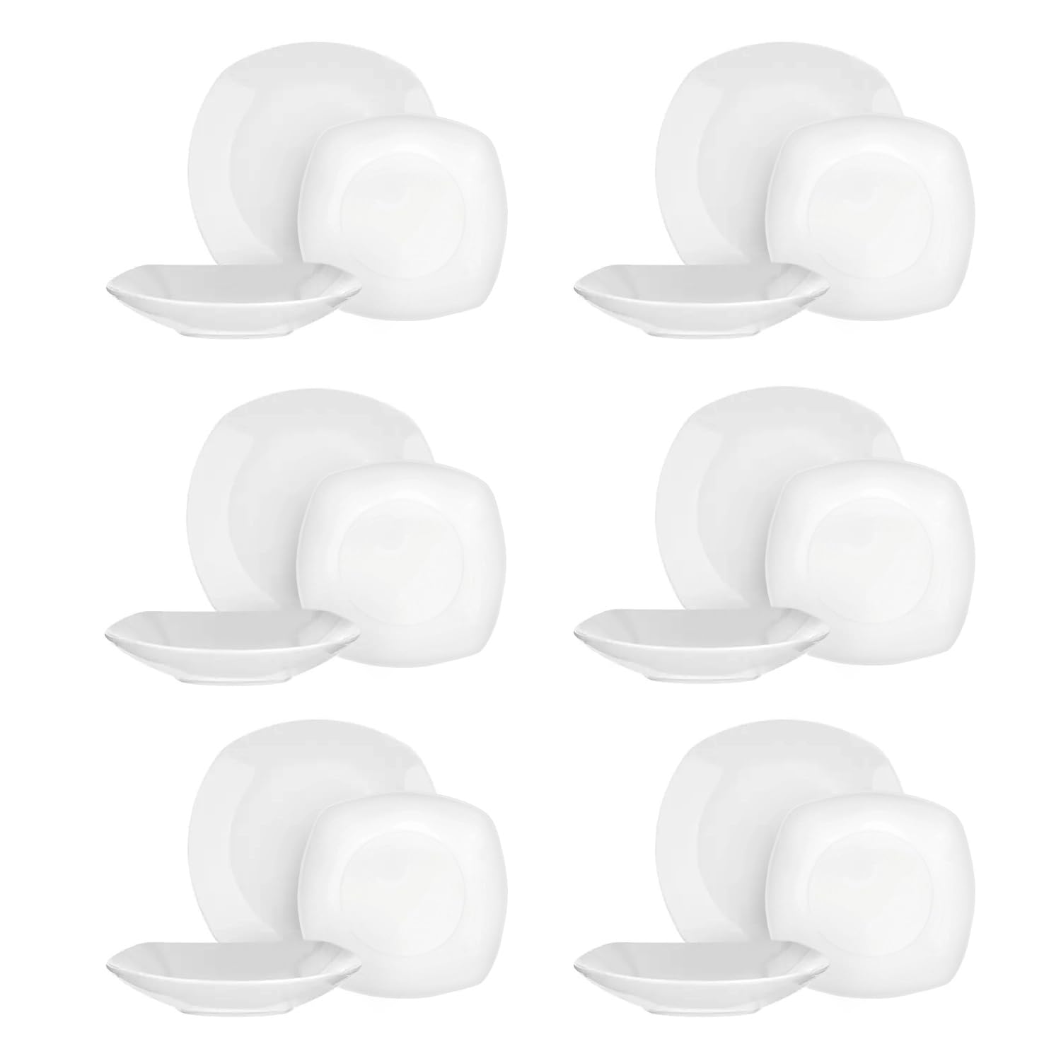 Servizio 18 piatti quadrati bianchi ceramica Square Coupe