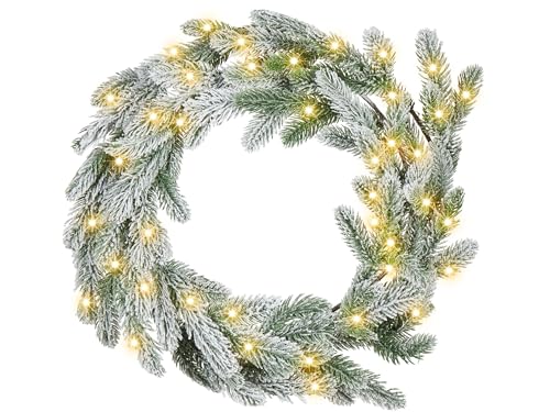 Moderner Weihnachtskranz Kunststoff mit LED-Beleuchtung Timer grün...