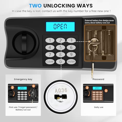 6.0 Cuft Large Home Safe Fireproof Waterproof, Anti-theft Fireproof Safe Box with Combination Lock, Alarm Systerm and Removable Shelf, Digital Document Fire Safes for Home Money Valuables