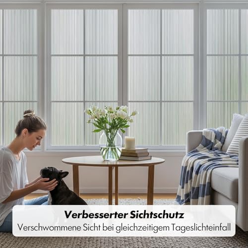 DIFIT Fensterfolie Streifen, Vertikal Sichtschutzfolie Fenster, 60x200cm – Ansicht 3