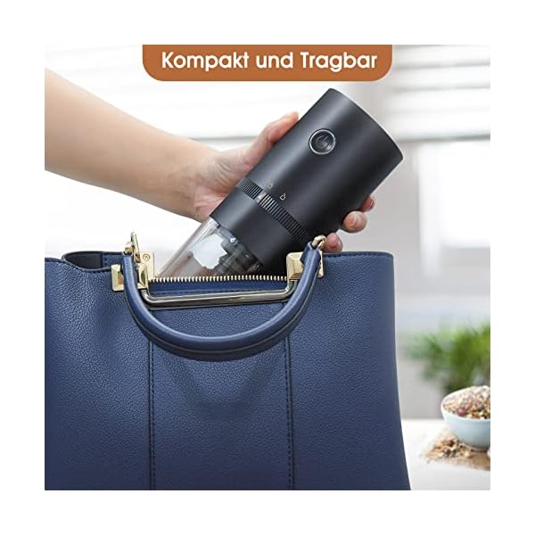 XIAZIR Kaffeemühle Elektrisch Gewürzmühle Leistungsstarker Motor Verstallbar Mahlgrad 30g Füllmenge Mühle für… – Bild 8
