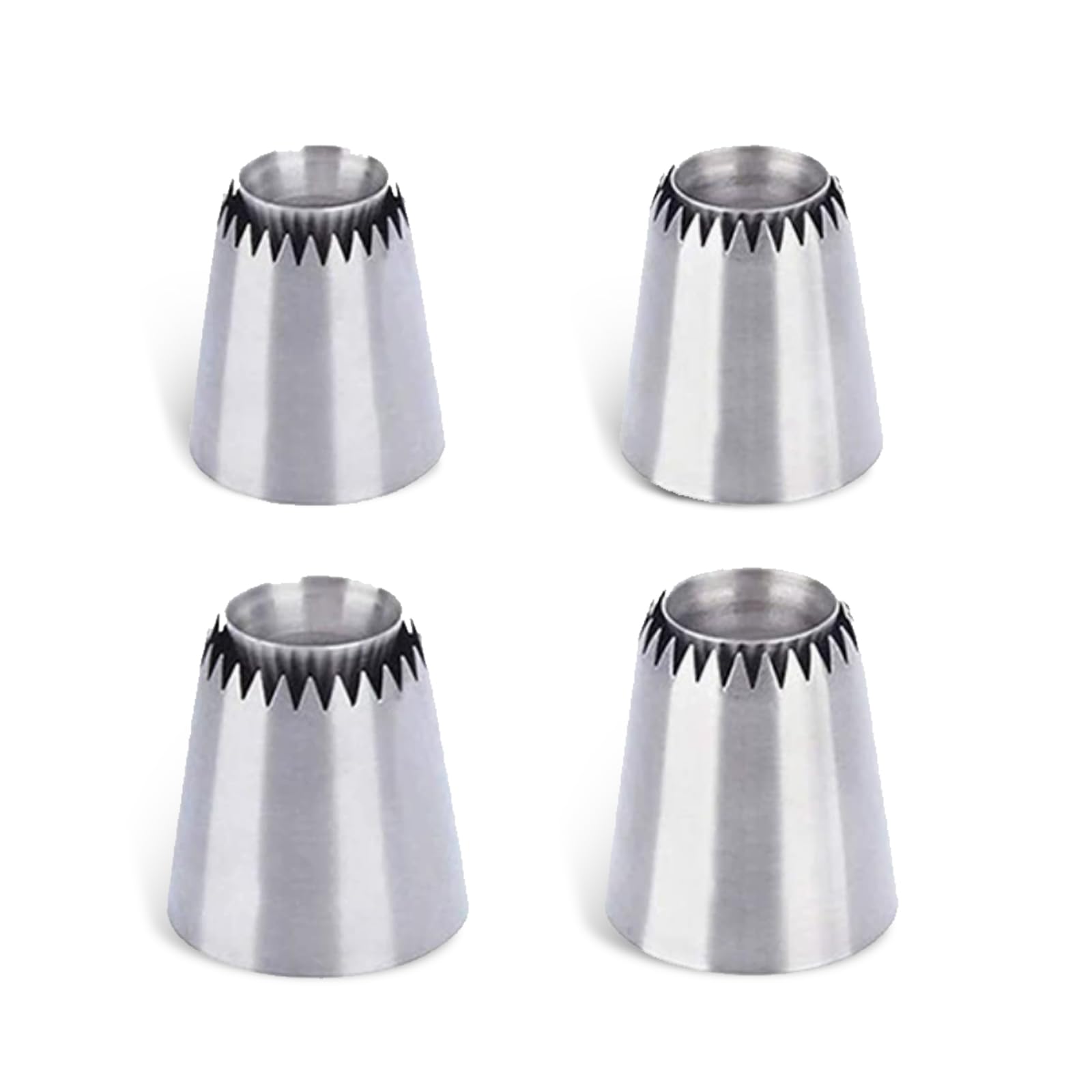 BRBASAP 4PCS Large Piping Tips Set Giant Grade Stainless Steel Decorating Nozzles for Cookies Cake and Icing Extra Large Writing and Ruffle Tips Baking Supplies Kit for Pastry Cupcakes Decoration