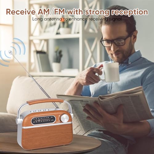 Ongteed Portable Am Fm Analog Radio Plug In Wall With Bluetooth Speak, 3-Way Power Sources, Built-In Rechargeable Battery, Ac Or D Battery Operated Vintage Transistor Radio With 5W Loud Speaker thumb #1