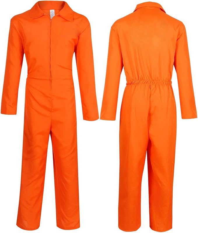 Kit costume de prisonnier adulte orange déguisement à plaques