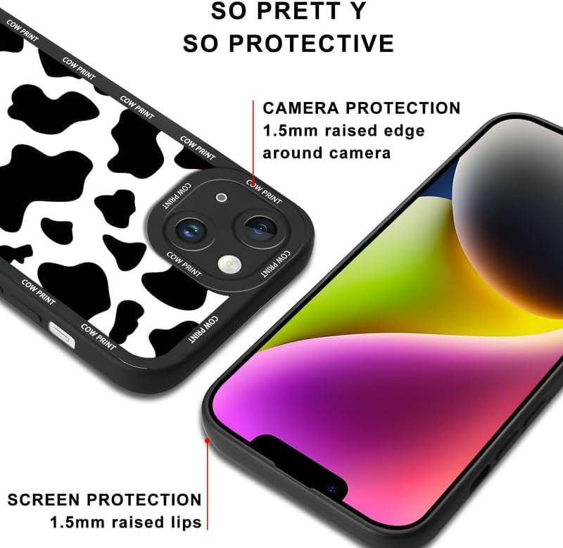 Yoedge Cover IPhone 15 Plus 6,7'' Con Cordino Regolabile - Custodia In Silicone TPU Morbido Con Fantasia Leopardo, Antiurto, Con Tracolla