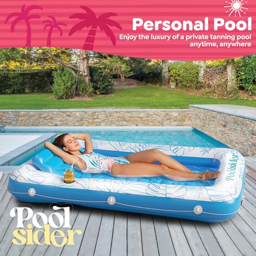 Premium Inflatable Tanning Pool Lounger | Large Inflatable Tanning Bed for Adults - 4 in 1 Multipurpose Suntan Tub | Pool Floats Adults, Inflatable Pool Float | Tanning Float - Sunbathing Pool Raft