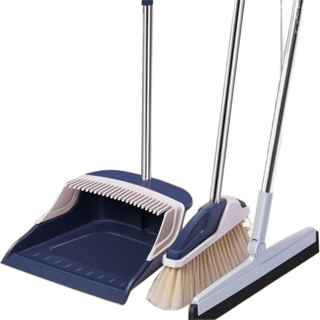 dustpan and brush, Broom Dustpan Combination Set Sweep Cleaning Tools Soft Bristle Whisk Home Bathroom Squeegee Sweeper