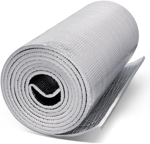 Rollo de espuma de aislamiento reflectante de 0.197 in – 15.7 pulgadas x 12.95 pies, manta de aislamiento térmico para calentador de agua, núcleo de espuma, barrera radiante, papel de aluminio de
