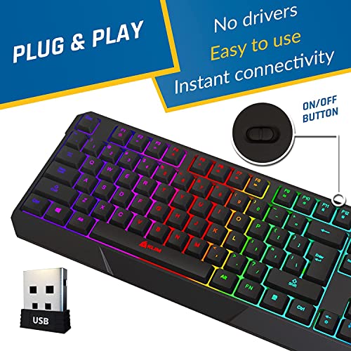 Klim Chroma Wireless Gaming Keyboard Rgb - Long-Lasting Rechargeable Battery - Quick And Quiet Typing - Water Resistant Backlit Wireless Keyboard For Pc Ps5 Ps4 Xbox One Mac - Black (Renewed) #TOP2