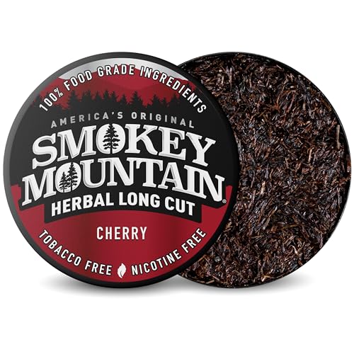Image of Smokey Mountain Herbal Long Cut - Cherry - 10 Can Box - Tobacco Free and Nicotine Free Snuff