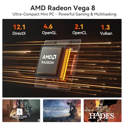 Image of GEEKOM A5 Pro Mini PC (2026), with AMD Ryzen 5 7430U, 16GB RAM(Not LPDDR), 1TB NVMe SSD, Radeon Vega 8 Graphics, Windows 11 Pro, 8K Quad Display, Dual HDMI, 6 X USB, SD Slot (R7-5825U, 32+1TB)