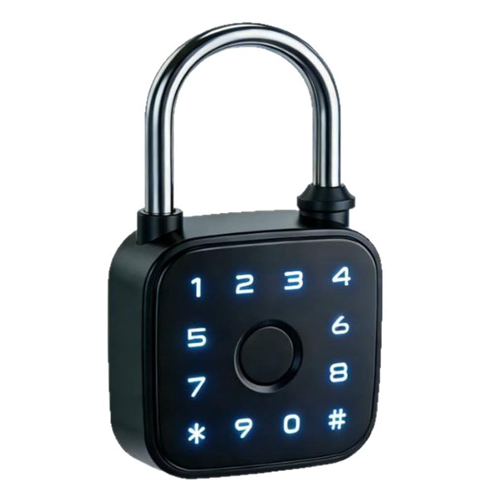 Aundhegrtt Black Fingerprint Password Tuya App Controlled Bluetooth Padlock Mini Waterproof Biometric Electric Lock For Locker Luggage Gym
