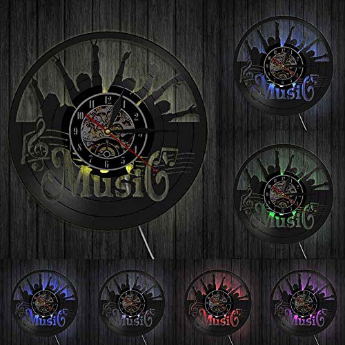 Pt Up Your Hand Disque Vinyle Horloge Musique Temps Horloge Murale Moderne Party Club Mur Art Musique Chambre Décor Cadeau Pour Rock Musicien Diamètre 30cm 7 Couleurs Variable Record Horloges Murale – vue 6