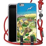 HANDYHÜLLE - Die stoßabweisende Silikonhülle schützt dein Smartphone vor Kratzern und Abnutzung. Die Schutzhülle mit Band ist in rot / silber eignet sich ideal als Geschenk für Frauen und Mädchen.