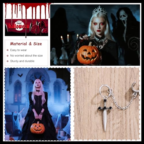 Gothic Earrings for Women Black Sword Earrings Goth Jewelry Gifts for Women Dagger Drop Earring for Gothic Dresses Alternative Style Accessories by Harry and Henry - Used condition - Image 3