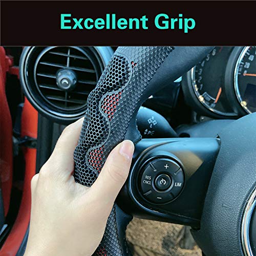 Pinctrot Steering Wheel Cover Great Grip With 3D Honeycomb Anti-Slip Design, Universal 14.5-15 Inch (Wine Red) #TOP3