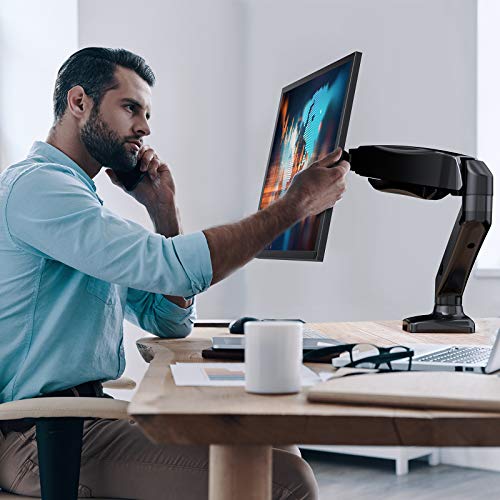 image for HUANUO Single Monitor Stand - Gas Spring Single Arm Monitor Stand Desk