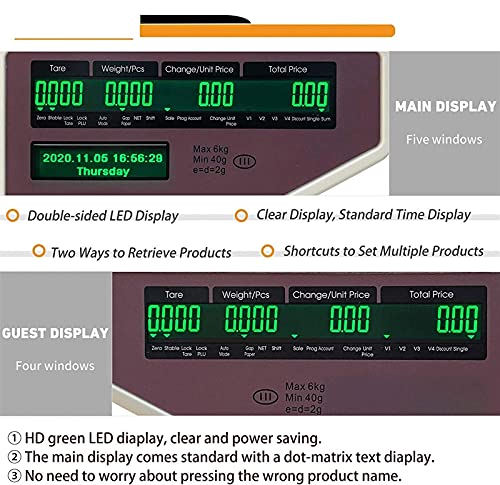 Báscula Digital con Impresora y Doble Display 6kg miniatura 3