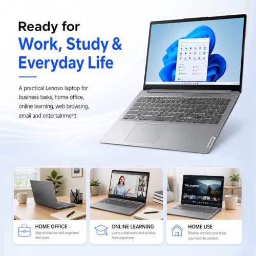 Image of Lenovo Ideapad 1 15.6 inch Laptop | AMD Athlon Processor | 4GB DDR5 RAM | 512GB PCIe SSD | Wi-Fi 6 | Dolby Audio | Full-Size Keyboard | Win 11 | HDMI | Privacy Webcam | Ultraslim Laptop for Work & Study