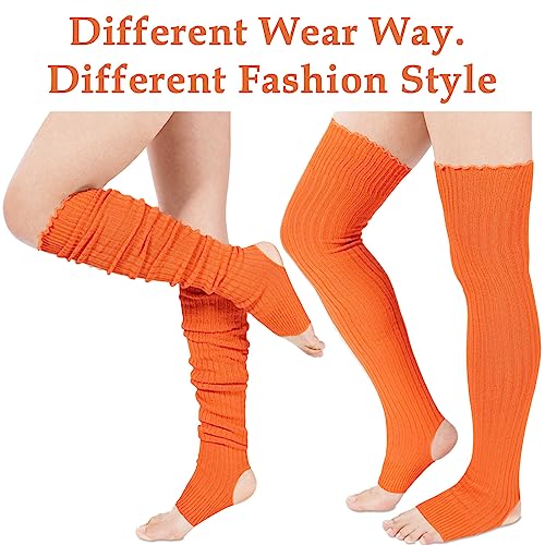 Image of Moon Wood Long Leg Warmers for Women 80s Neon Ribbed Knit Leg Warmers for Girls 80s Party Dance Sports Socks