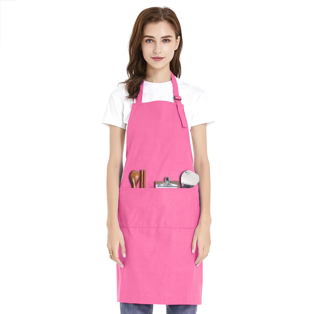 TOPTIEUnisex Bib Apron, Cotton Canvas Adjustable Chef Cooking Apron with Pockets