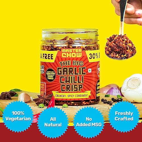 Image of MasterChow Chilli Garlic Crisp (450gms) - 30% Extra | Made with Sichuan Peppercorns, Crunchy Garlic & Red Chillies