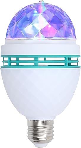 Paquete de 1 bombilla giratoria de color E26 para fiesta, luces de escenario de múltiples cristales para discoteca, bombilla estroboscópica RGB que