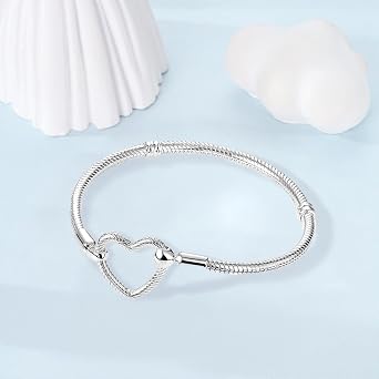 925 Sterling Silver Snake Chain Bracelet, Fully Compatible with Pandora Pendant, European Bracelet Jewellery, Daily Gift for Women