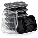 [Bonus-Pack] LONGER LASTING 3-Compartment BPA FREE Stackable Meal Prep Food Storage Containers with Lids | Microwave & Dishwasher Safe Bento Lunch Box | Portion Control Plates + FREE Weight Loss eBook