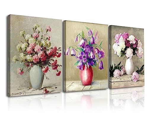 Piy Painting Impressions Giclées sur Toile Aquarelle de Fleurs Lumineuses Toile Peinture Art Décor Poster Image, Art Mural Romantique Plante Fleurs,...