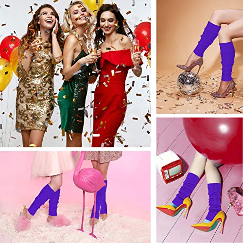 Image of v28 Women Warm Leg Warmers 80s Retro Party Costume Knit Ballet Neon Long Socks