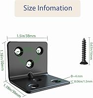 Vista 7 de Soporte de estante de acero inoxidable negro, soporte de ángulo recto articulado, en forma de L, soporte de esquina de metal resistente para madera