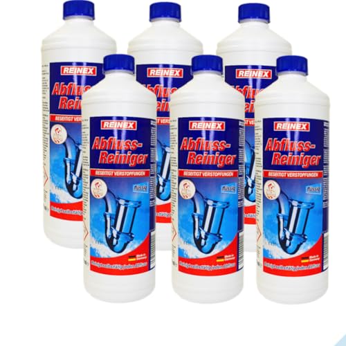 Desatascador de desagües, sin tubos, líquido para obstrucciones persistentes, 1000 ml, juego de ahorro – 6 botellas
