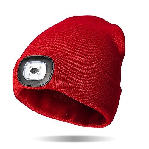 Image of Classic Rechargeable LED Warm Knit Beanie Head Light Hat Headlamp for Outdoor Activities