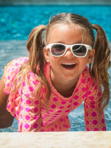 Image of RuffleButts Girls Scalloped Long Sleeve - 2-Piece Rash Guard Swim UPF 50+