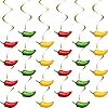30 Pieces Chili Pepper Whirls Cinco de Mayo Pepper Decorations for Fiesta Party Mexico Spiral Hanging Party Streamers for Decor Mexican Party Accessories (Red, Yellow, Green)