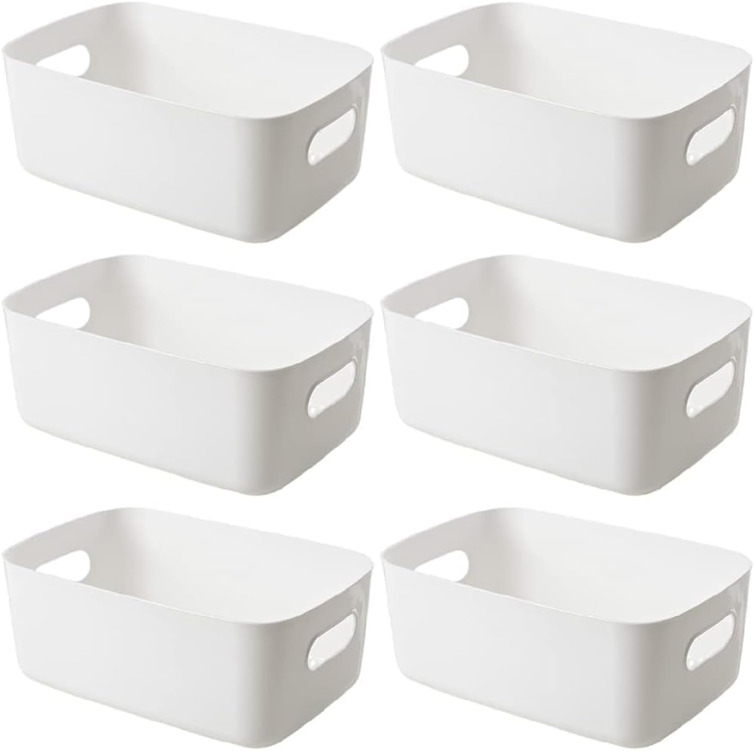 ANTOLE Plastic Storage Baskets,small Pantry Organizers and Storage Containers,Pantry Storage Bins,Shelf Organizer bins,Small Plastic Storage Bin,Small Storage Box with Handles(6Pack-24.5x16x10cm)