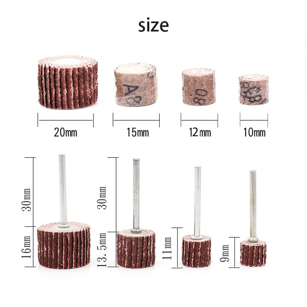 Schleifpapier-Fächerschleifscheibe, 14-teiliges Lamellenrad-Set mit 3 mm Schaft for Rotationswerkzeuge, 8–15, Körnung 80–600(320 Grit15mm)